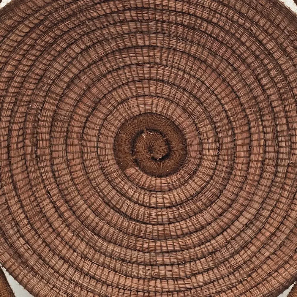 Artisan Coiled Reed Basket Handmade High End Decorative Tray
